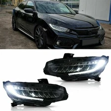 Pair LED Headlights For 2016-2021 Honda Civic With Sequential Turn Signal A pair