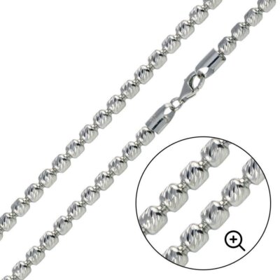 925 Silber 3 mm Weiß Halbmondschliff Oval Fass Perlen Kette Halskette 18''-30''