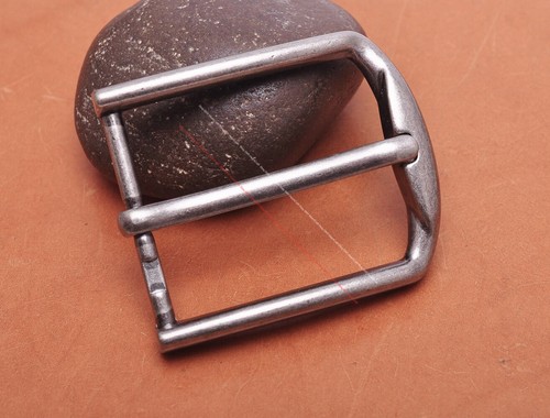 40mm Men Silver Quality Classic DIY Leathercraft Heel Bar Prong Pin Belt Buckle - Picture 2 of 10