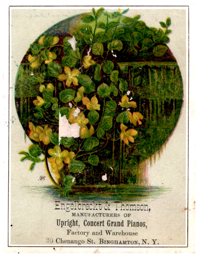 Victorian Trade Cards 1850s Engelbreckt & Thomson, Piano Mfg., Binghamton, NY