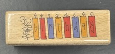 Happy Birthday Candles Word Phrase Celebration Greeting Wood Rubber Stamp