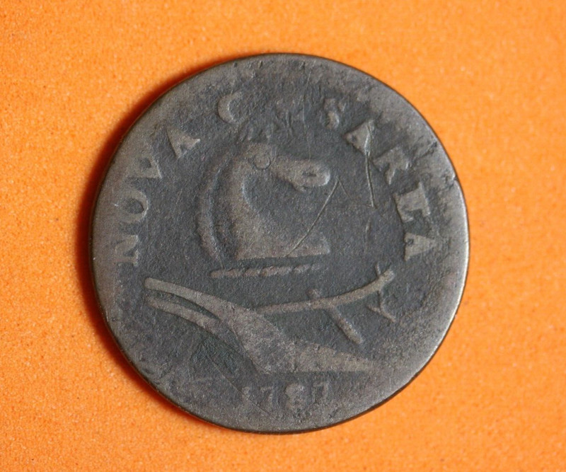 1787 New Jersey Horse & Plow Colonial Copper Half Penny #P11536