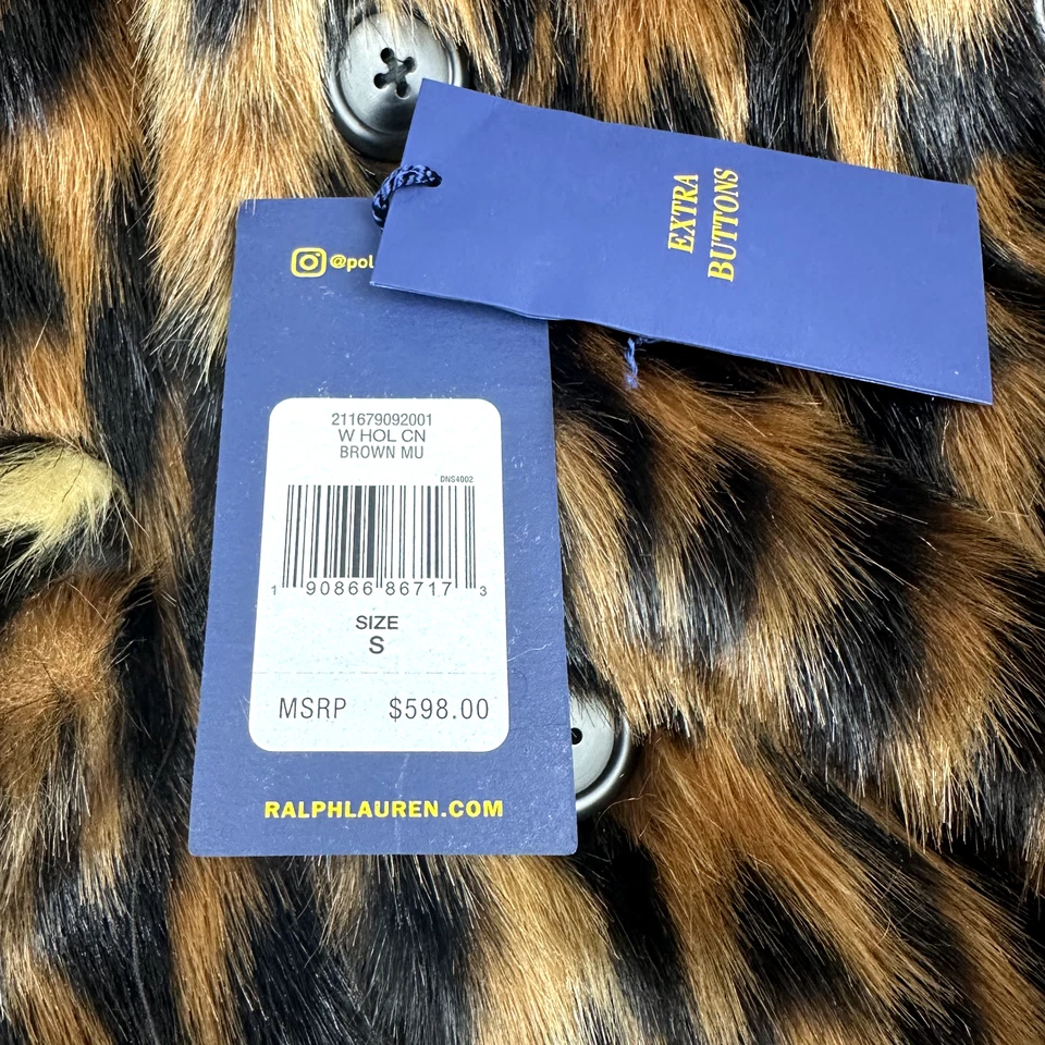 NWOT Polo Ralph Lauren Peacoat Leopard Print Faux Fur Women's Small Mob Wife - image 4 of 4