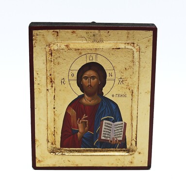 Greek Russian Orthodox Handmade Wooden Icon Sweet Christ 12.5x10cm