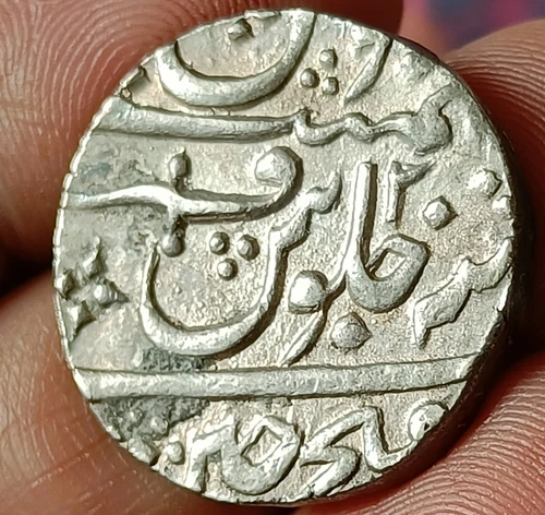 #T67#India MUGHAL EMPIRE-SAHA ALAM silver rupee Ujjain Mint with English Sword