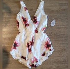 Floral White Romper-XS-New 