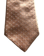 DKNY Men's Geo-Micro Apricot Colored Dotted Patterned Necktie 100 Silk 3-1/2" 