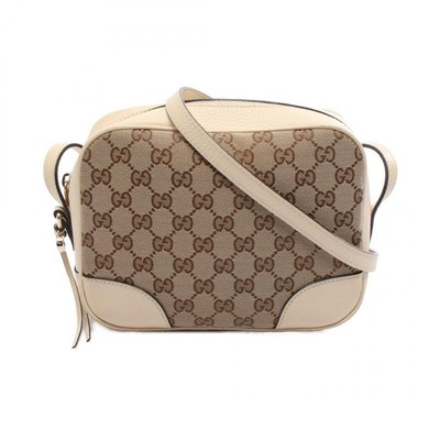 GUCCI Bree GG canvas Shoulder Crossbody Bag 449413 canvas leather Beige Used