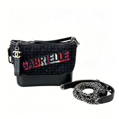 CHANEL Tweed Hobo Crossbody Bag Multicolor''GABRIELLE''Embroidery Blue Black AUTH
