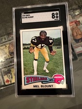 1975 TOPPS #12 MEL BLOUNT PITTSBURGH STEELERS ROOKIE CARD SGC 8 NM/MT 349. rookie card picture