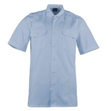 Diensthemd Hellblau kurzarm Tunnel Schulterklappen Feuerwehr Pilothemd Militär