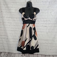 Charlotte Russe Y2K Retro Print Satin Tie Back Casual Sundress small Made In Usa