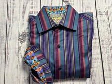 Mens Robert Graham Shirt Sz M Button Down Great Condition 0896