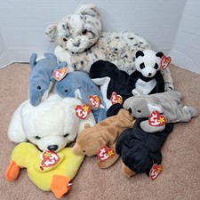 Lot Of 10 Vintage TY Beanie Babies Buddy Thomas Leopard Chilly Bear & More
