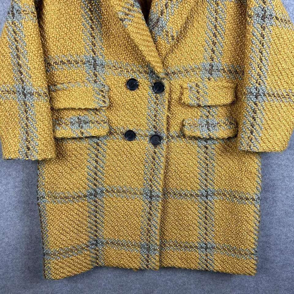 Casaco acolchoado vintage feminino XL xadrez amarelo manga 1/2 tamanho grande - Imagem 3 de 4