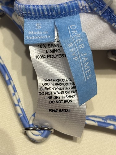 Draper James Bikini Swimsuit, Blue/White Floral Design, Top Only, Size S, ~NWT~ - Picture 4 of 4