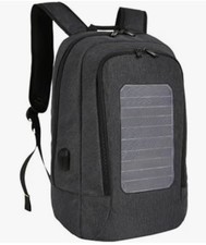 Solar Panel USB Charging Port Anti-Theft Backpack, Grey Polyester Travel
