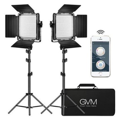 GVM LED-480LS Bi-Color LED Panel Continuous Light Kit 2-Pack w/ Barn Doors