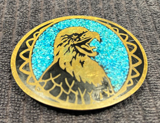 Vintage Southwestern Eagle Turquoise Belt Buckle