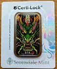 2025 DRAGON LONGSHEN SILVER 1 OZ 999 FINE COLORIZED BAR #914 SCOTTSDALE MINT