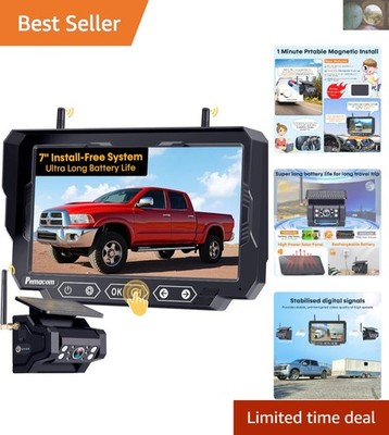 Magnetic 7-Inch Wireless HD Backup Camera with 24-Hour Battery Life for Trucks