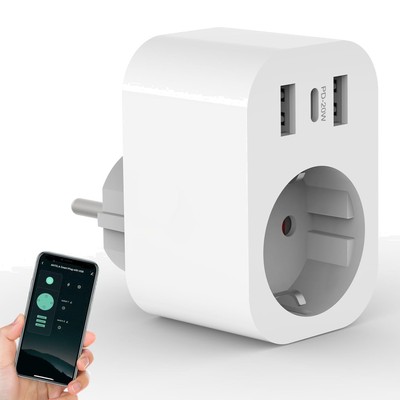 Smart Steckdose WLAN mit Strommessung USB Type C 20W Alexa Google Home