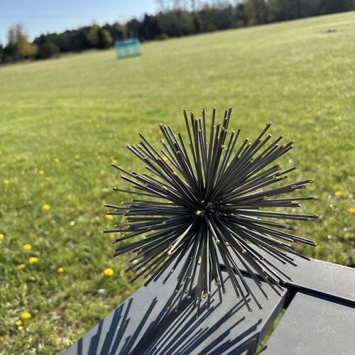 MCM Gold Metal Atomic Star Sea Urchin Sunburst Spike Sculpture 7” Sculpture - Picture 3 of 13