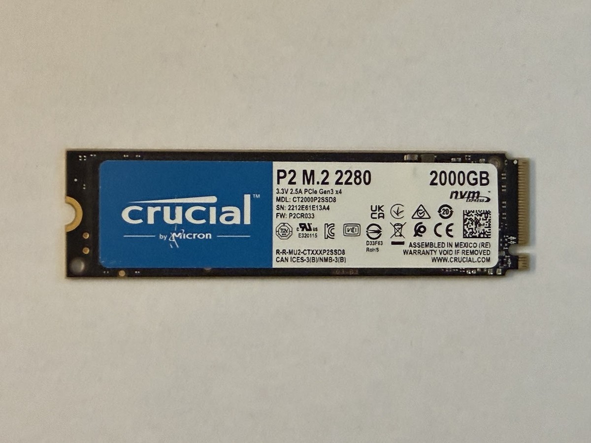 Crucial P2 2TB M.2 PCIe NVMe Internal SSD (CT2000P2SSD8) for sale