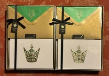 2 BOXES PAPYRUS ZANG TOI NOTE CARDS (20 TOTAL) QUEEN CROWN EMBELLISHED BLANK NIB