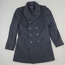Banana Republic Coat Peacoat Mens M Black Italian Wool Cashmere Blend Overcoat