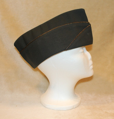 VINTAGE FLIGHT ACE DARK GREEN ALL WOOL GARRISON CAP, VIETNAM ERA W GOLD & BLACK