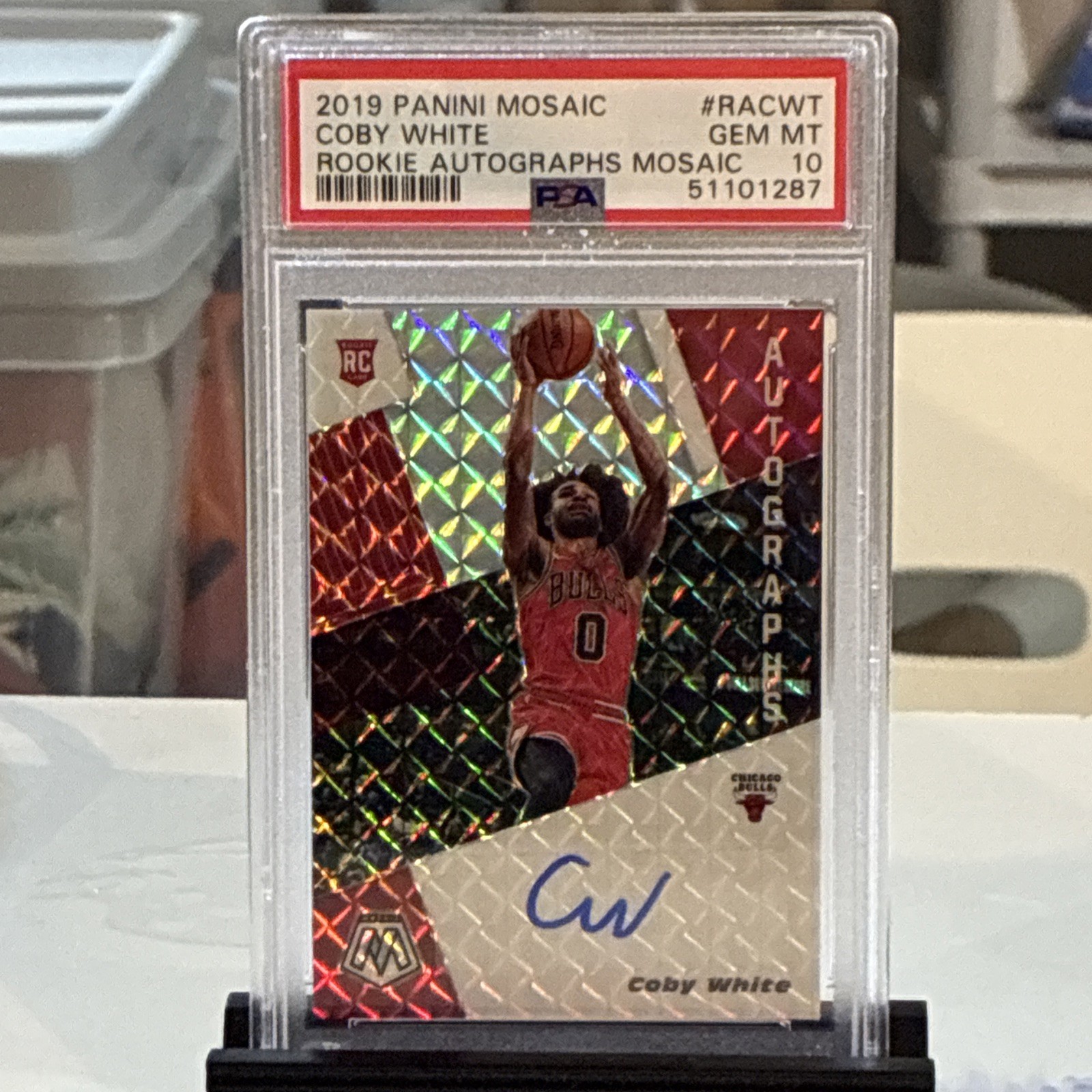 2019-20 Panini Mosaic Coby White Rookie Auto #RA-CWT PSA 10 Gem Mint