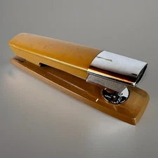 Vintage Swingline 333 Metal Stapler Mid Century Modern Brown & Chrome