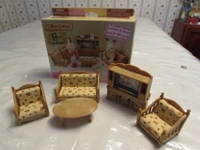 Calico Critters Cozy Living Room Set in Original Box - excellent displayed-only