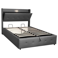 5ft King Size Ottoman Lift Up Bed Frame Upholstered Bed with Headboard Storage