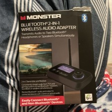 Monster Bluetooth 2-in-1 Wireless Audio Adapter Transmitter Receiver Black
