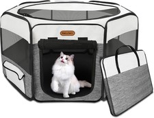 Portable Pet Playpen for Dogs Cats Small Puppies Indoor Outdoor Mesh