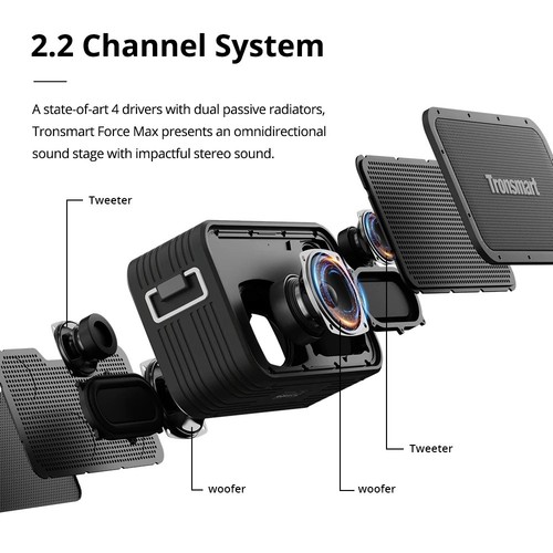 Tronsmart Force Max Lautsprecher 80W Leistungsstarker Bluetooth Speaker Bluetooth Version 5 - Bild 12 von 12