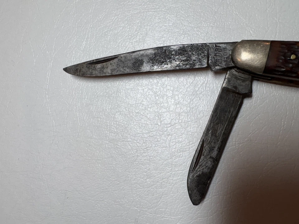 复古 KaBar 1108 美国 Stockman 3 刀片口袋刀美国制造  — 第 3/4 张图片