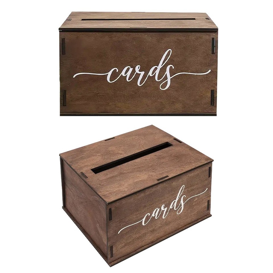 2 PCS Graduation Card Box Letter Storage Holder Wooden Case Money ...
