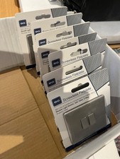 Image of Six (6) x BG Screwless Flat Plate Brushed Steel Light Switch. 2 Gang 2 Way.