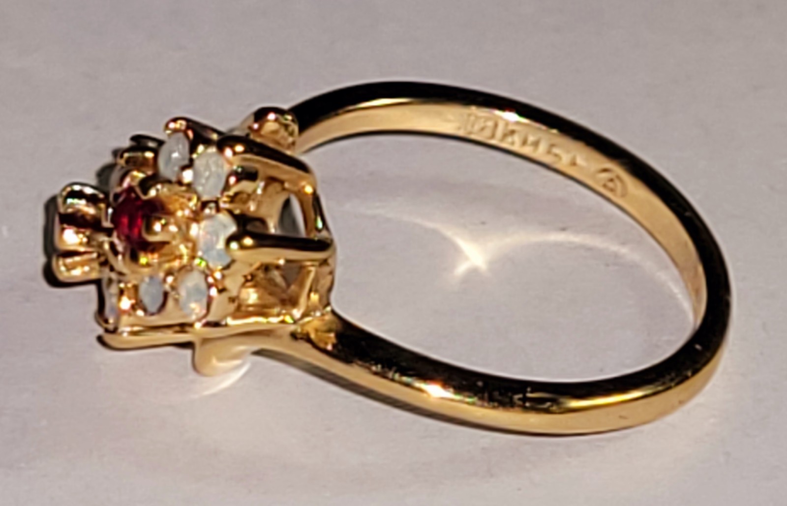 2 Flowers Ruby Red & Clear Rhinestone 18K HGE Gol… - image 3