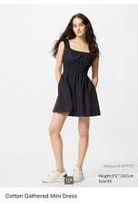 Uniqlo Cotton Gathered Mini Dress BLACK/OLIVE , XXS