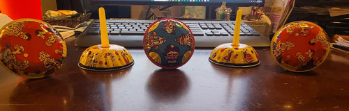 Lot OF 5 VINTAGE U.S. METAL TOY MFG CO Litho Tin Noisemaker
