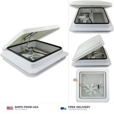 14" RV trailer Roof vent complete 12 volt FAN w/white lid and interior garnish
