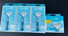 3 Gillette Venus Smooth Women's Razor 1 Handle & 1 Cartridge + 1 Box Of 8 Blades