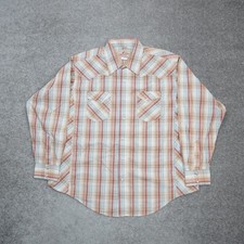 Vintage Wrangler Pearl Snap Plaid Mens 2XL Multicolor Long Sleeve Shirt