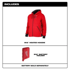 Milwaukee 306R-20S Heated Jacket Hoodie  RED , Size S - Bare tool