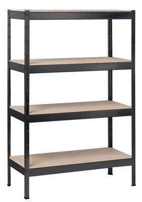 SCHULTE Regalwelt Schwerlastregal, 4 Holzböden, 180x100x35 cm (HxBxT), schwarz