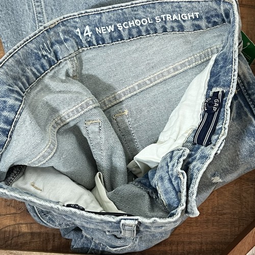 NWT Gap Kids Girls New School Straight Leg Jeans Sz 14 Slim Adjustable Waist - Picture 3 of 6